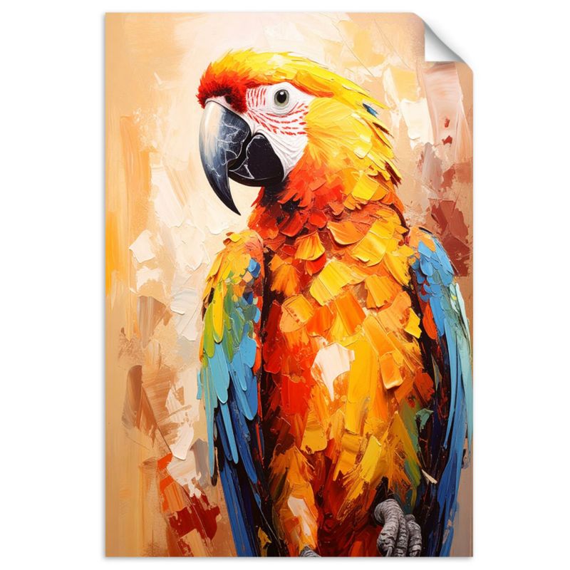 Plakaty samoprzylepne do salonu sypialni Feeby Kolorowa Papuga Ara 30x45cm 1szt