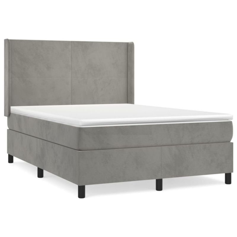 Łóżko kontynentalne WaszeMeble 140x190 cm jasnoszare WM-3132555 1 szt.