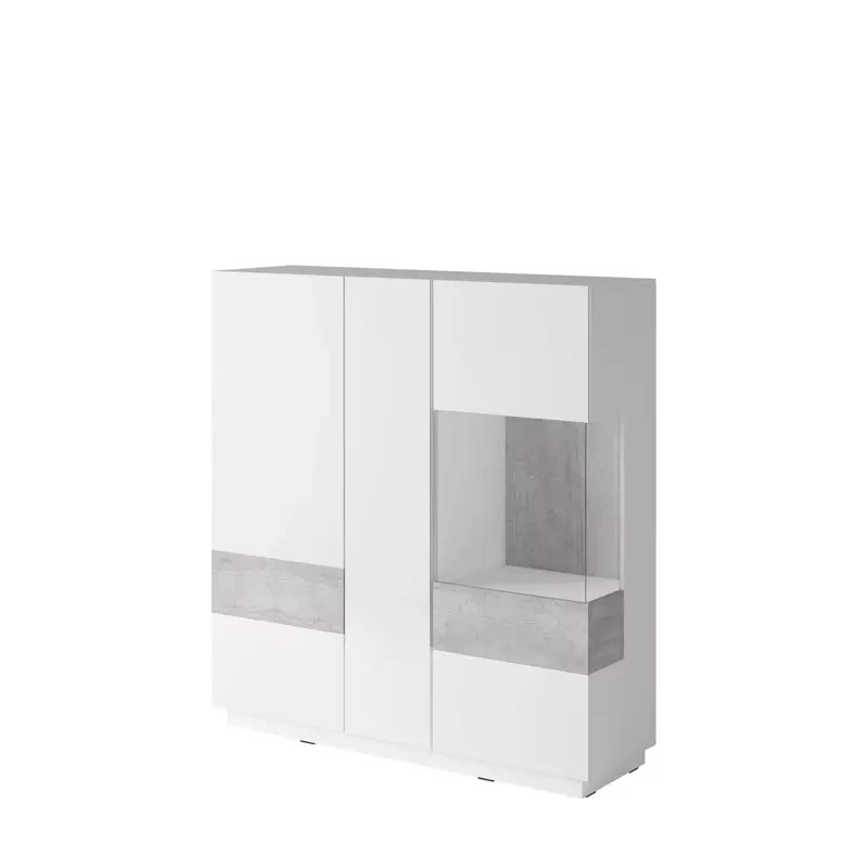Barek szeroki 130 cm KOBE biały połysk i beton