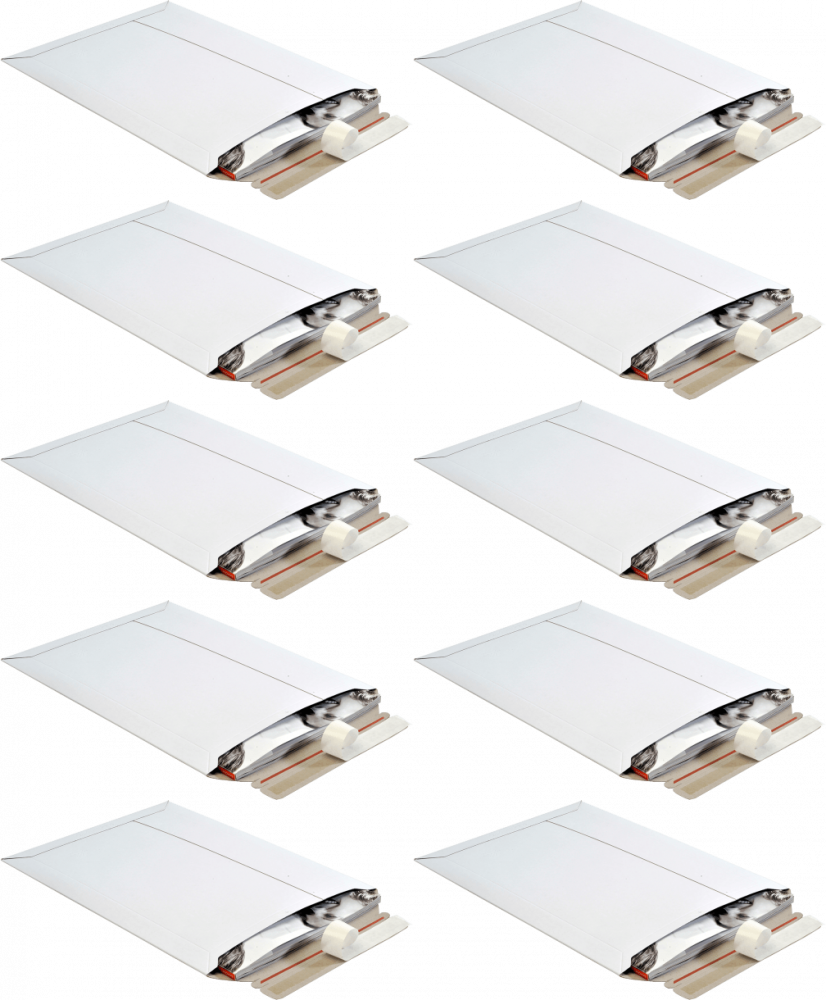 10x Koperta kartonowa Toppac, B5, 175x250mm, z paskiem samoprzylepnym, biały