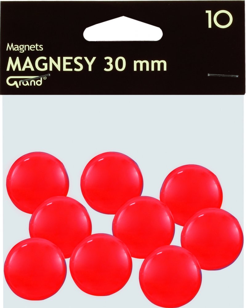 Magnesy Grand, 30mm, 10 sztuk, czerwony
