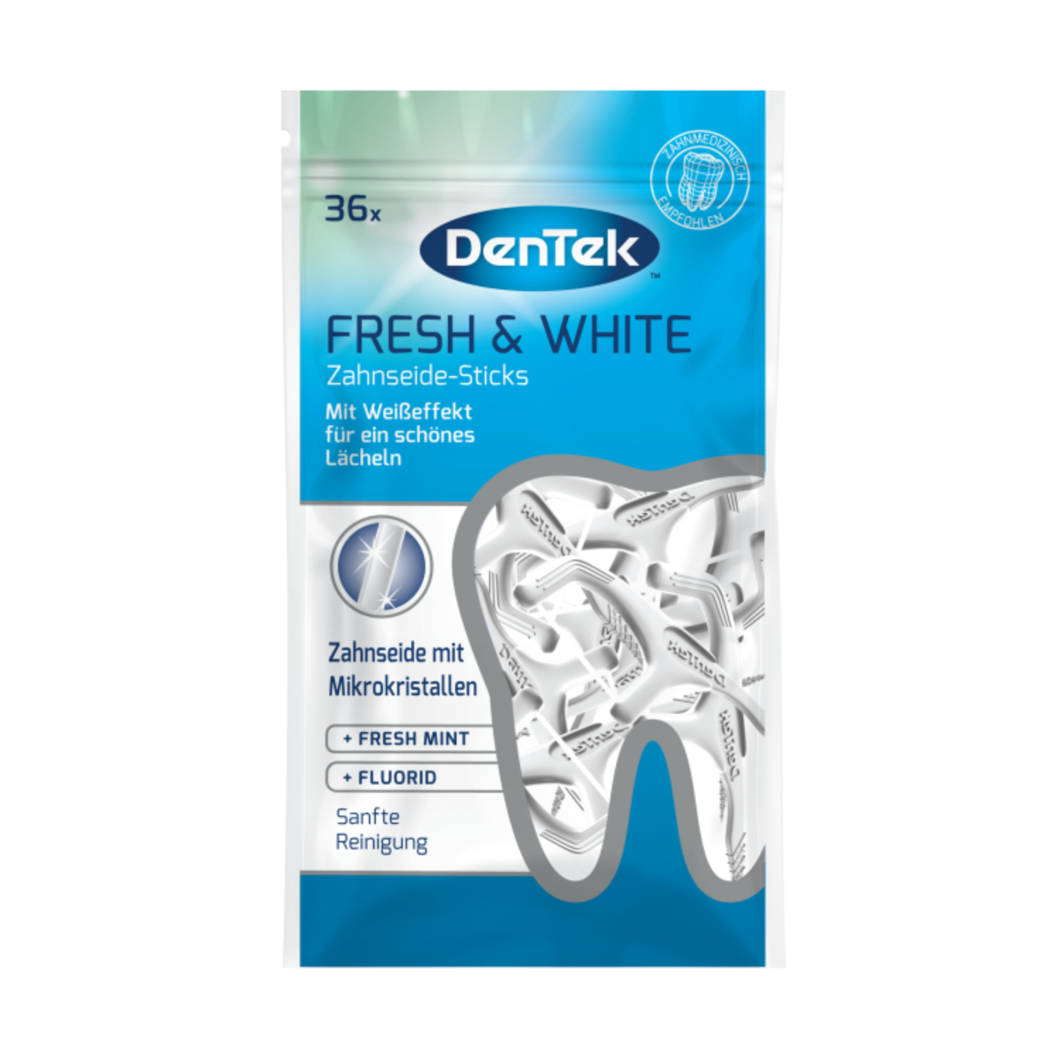 Dentek fresh and white nici dentystyczne z wykałaczką, 36 sztuk
