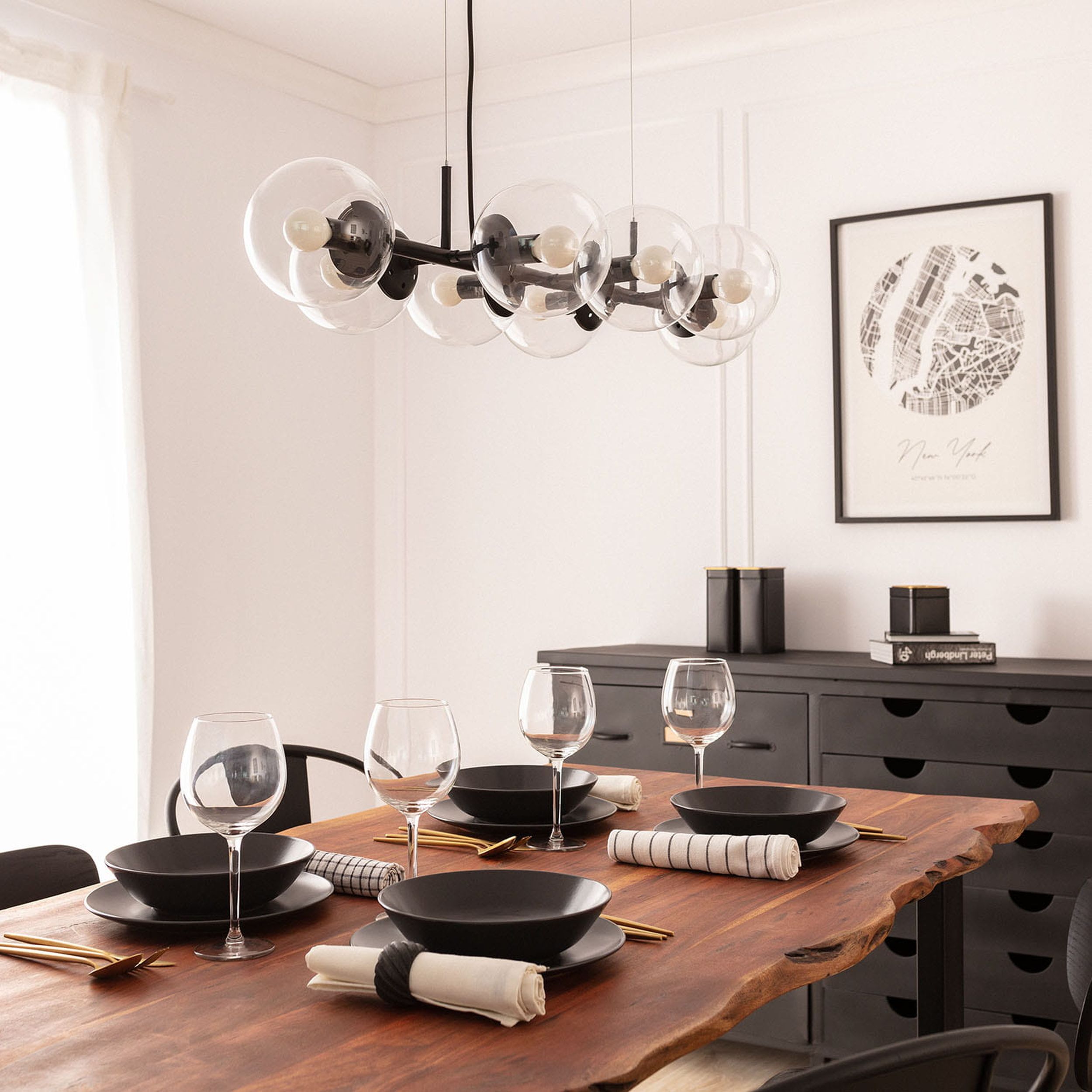 Abruzzo Porto lampa wisząca 8x25W czarny/przezroczysty ABR-LWP-8XE14