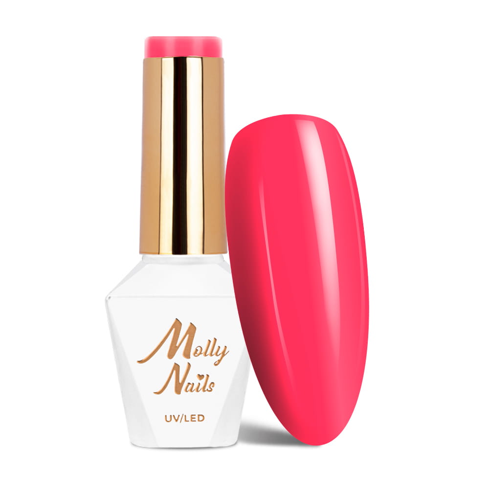 Lakier hybrydowy LED/UV Gel Polish Molly Nails Power Flower Nr 722 Pink Gerbera HEMA/Di-HEMA Free Neon 8g