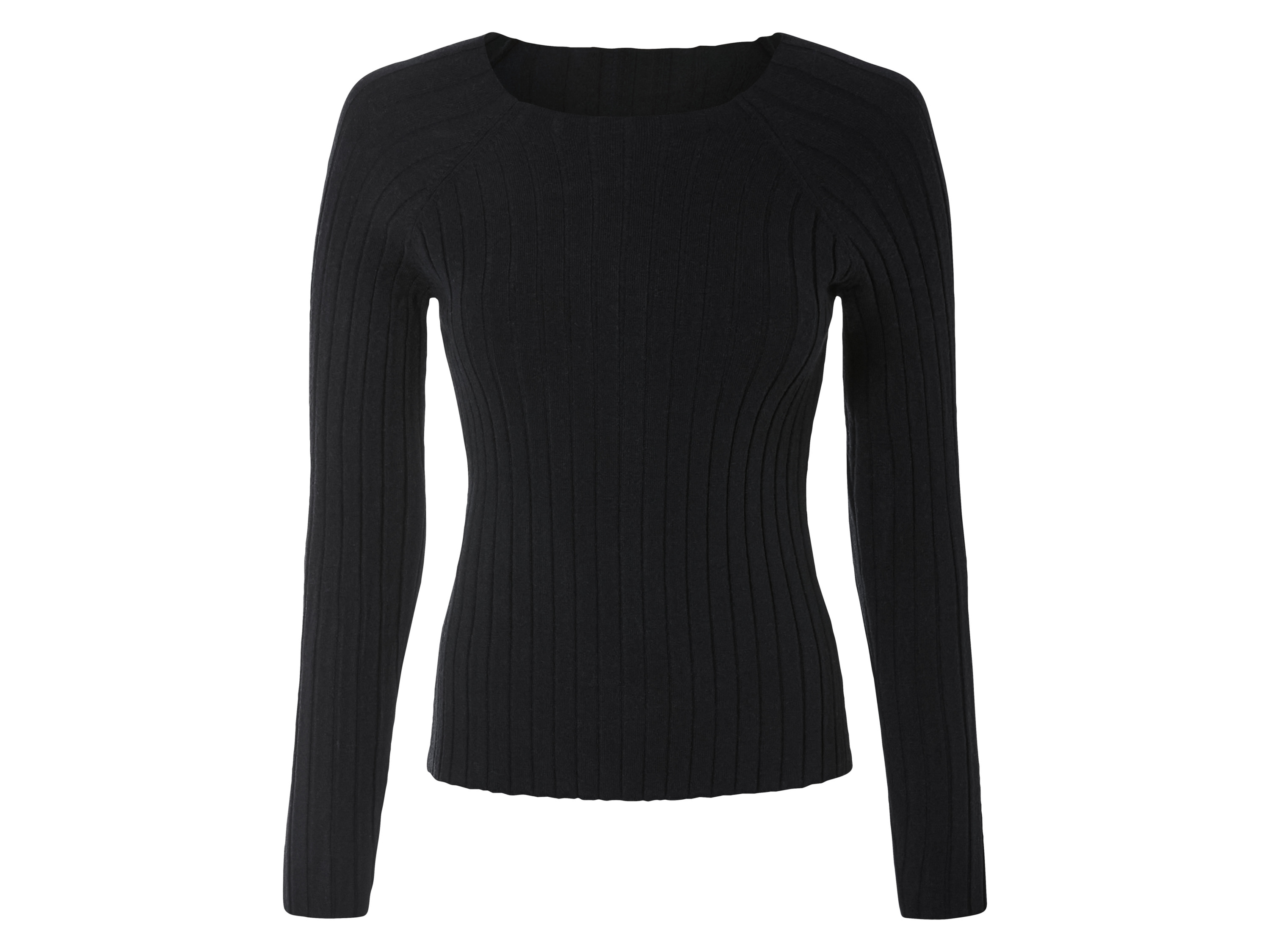esmara Sweter damski z dzianiny prążkowanej, Czarny, XL (48/50), Oeko-Tex Standard 100, 88% poliester z recyklingu