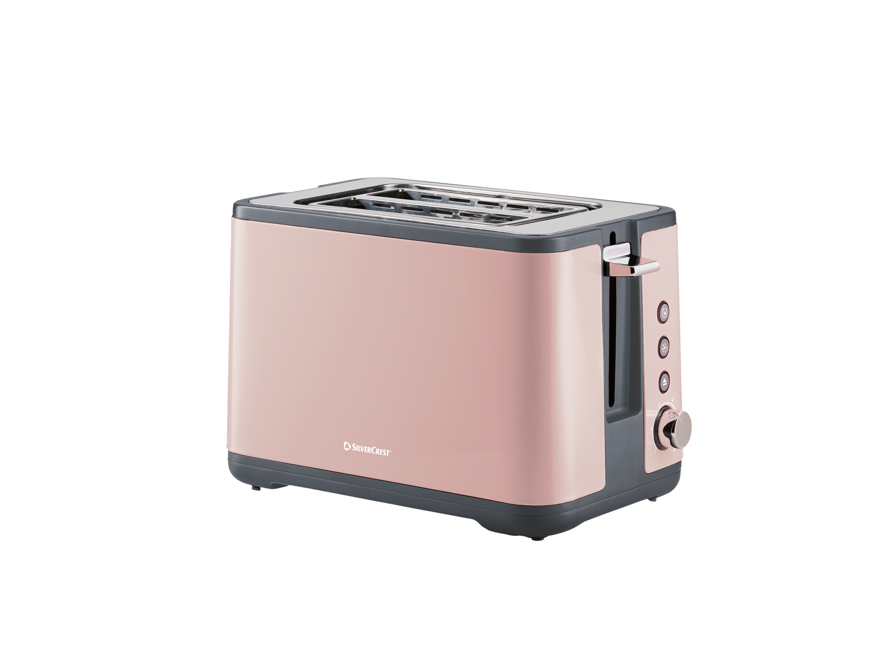 SILVERCREST Toster, 850 W, STC 850 E4 (Różowy), 6 stopni przyrumienienia, funkcja rozmrażania, automatyczne centrowanie