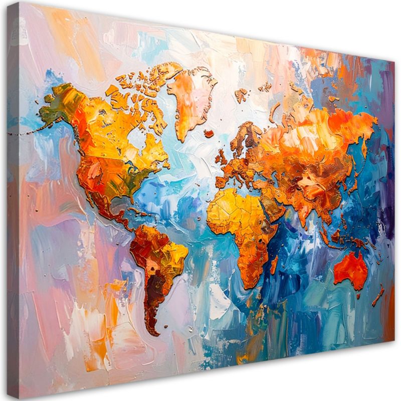 Obraz do salonu biura nowoczesny Feeby Kolorowa Mapa Świata 120x80cm 1szt