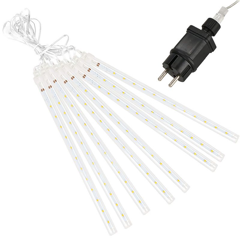 Lampki choinkowe Springos 144 Led sople 8 szt. padający śnieg meteory zewnętrzne biały ciepły 1 szt.