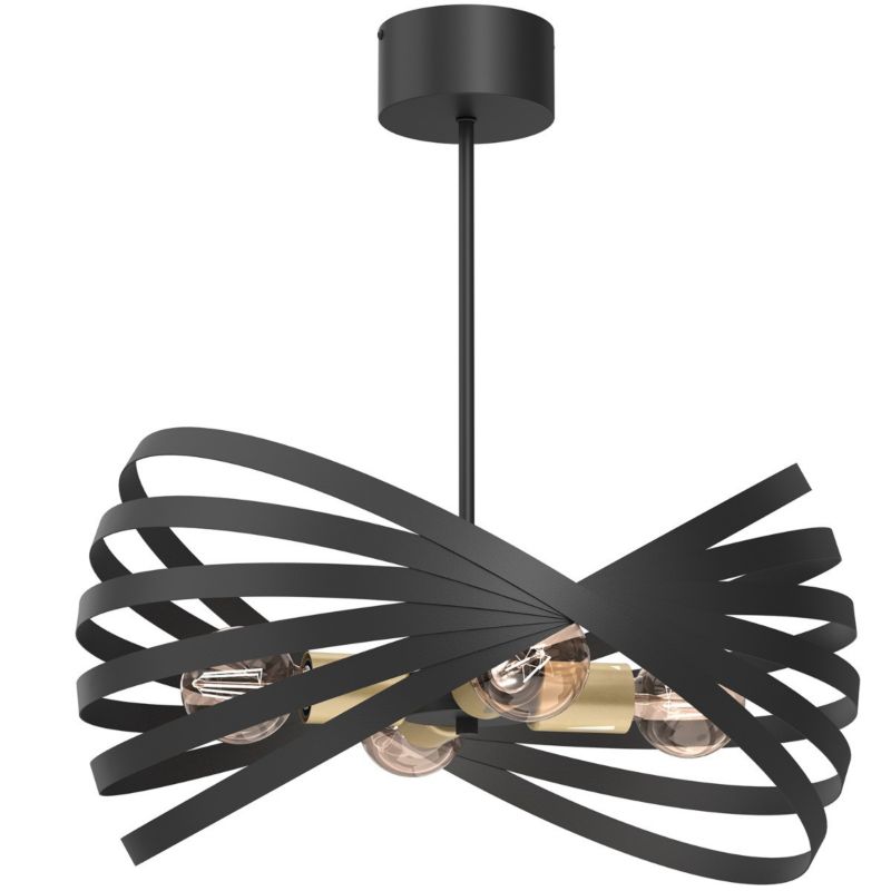 Lampa wisząca Luminex Sparkle 9748 czarny matowa-złoty mat 50.5 cm szerokości 4xE27 x 15W 1 szt.