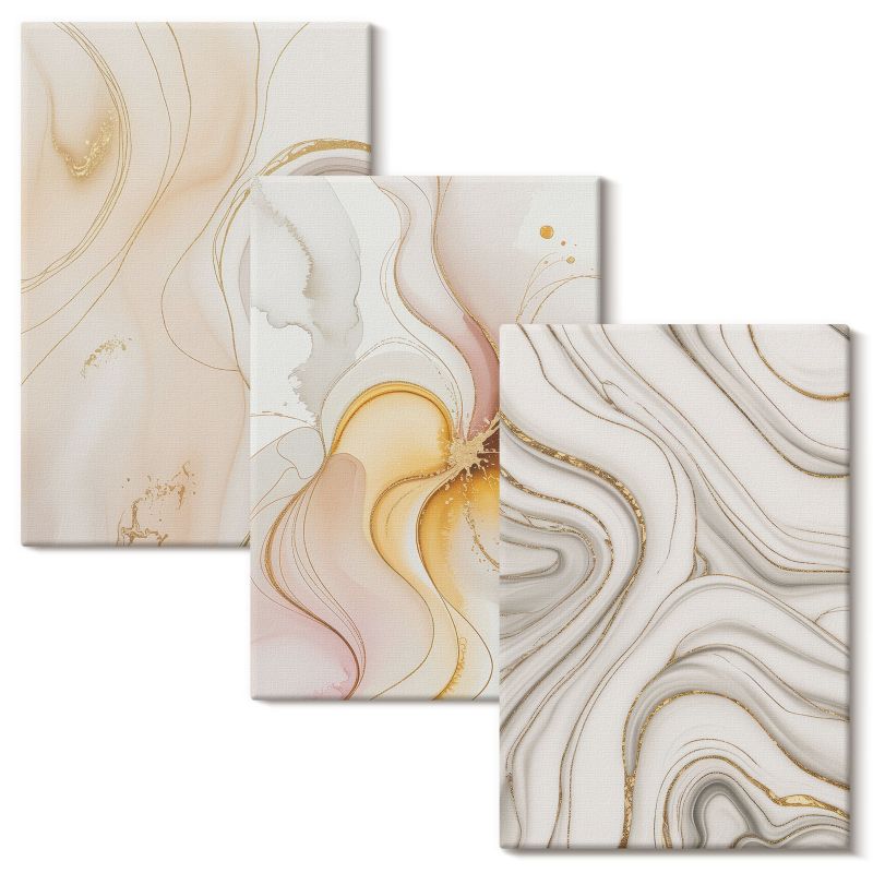 Set Obrazów na Płótnie Wallfluent 40x60 cm Abstrakcyjne ciepłe wzory 3 szt.