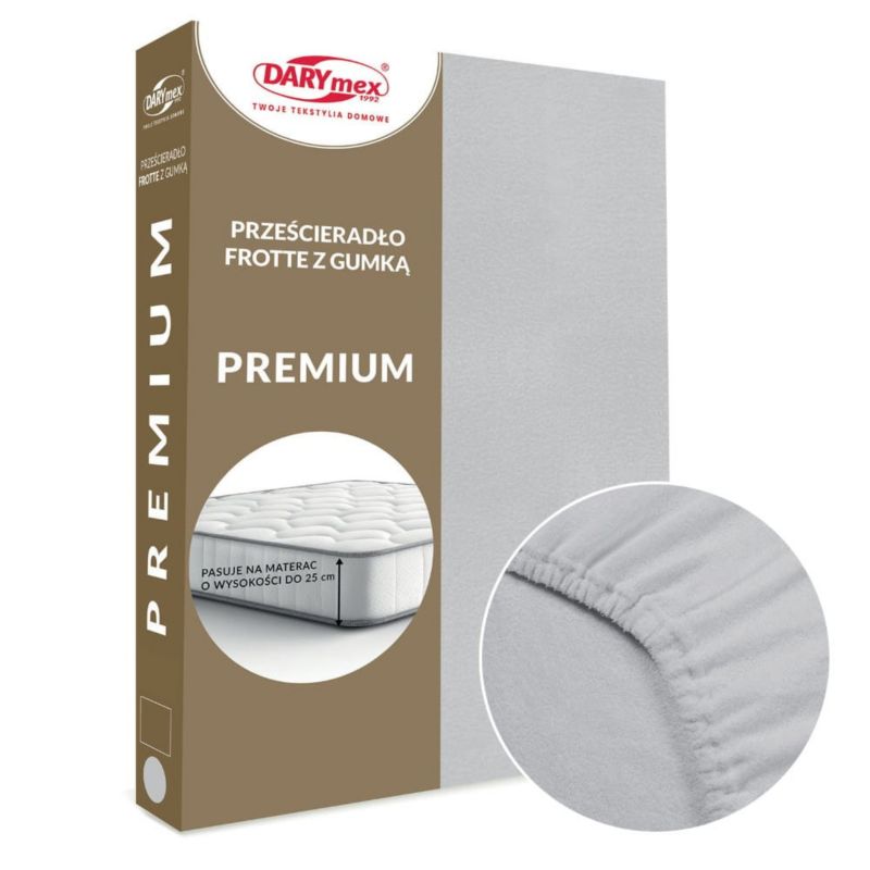 Prześcieradło frotte z gumką Darymex 120x200 kolor popiel PREMIUM 1 szt.