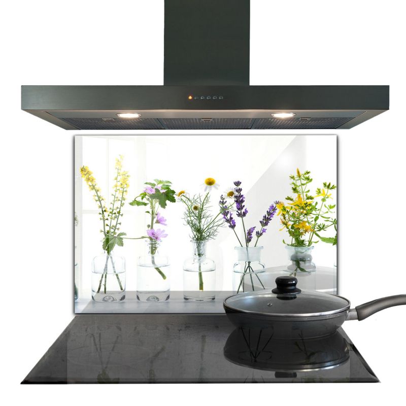 Osłona kuchenna Wallfluent 80x60 cm Naturalne Zioła Szklany 1 szt.