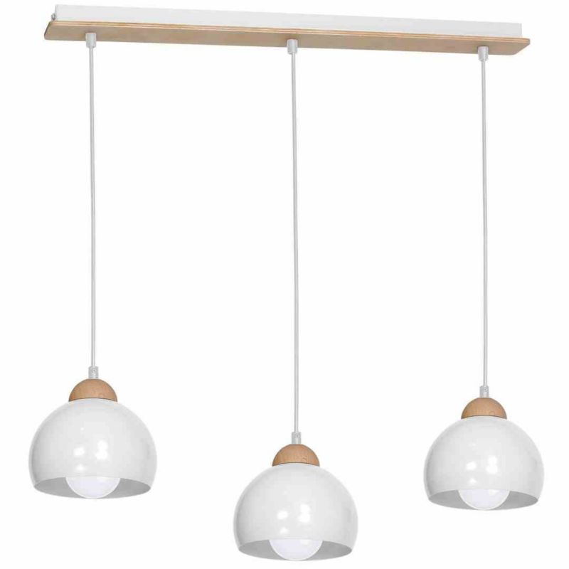 Lampa sufitowa wisząca Milagro Dama biała jasne drewno wym: 90 x 64 x 15 cm 3xE27 x 60W 1 szt.