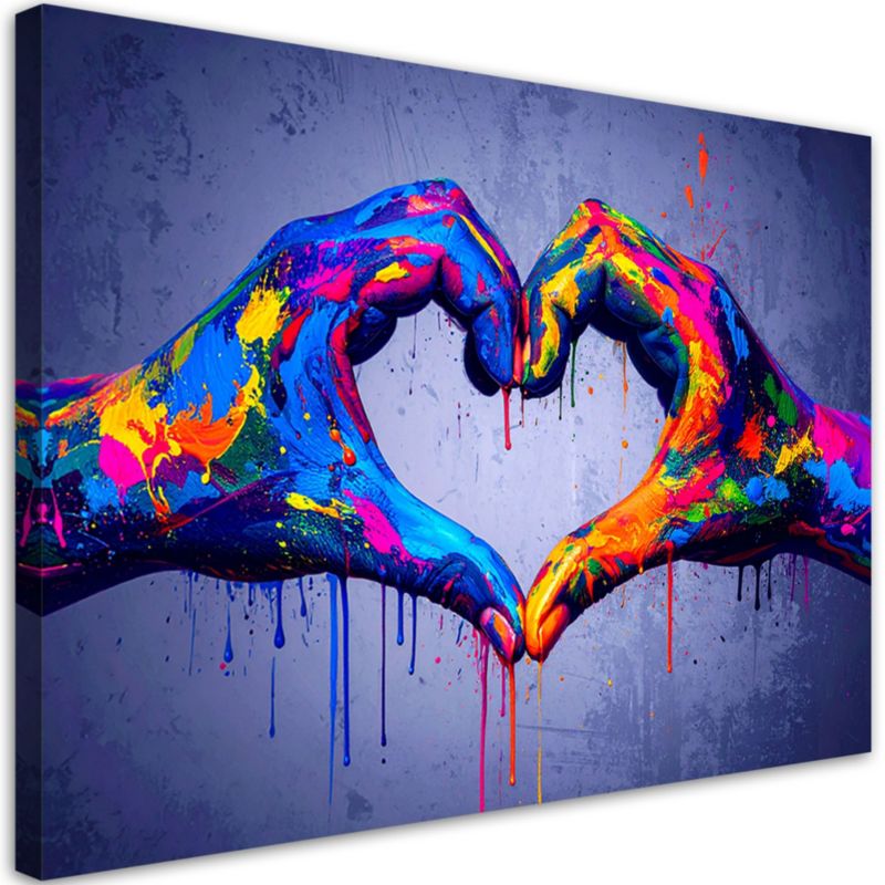 Obraz nowoczesny do salonu sypialni Feeby Ręce Serce Miłość Graffiti 60x40cm 1szt