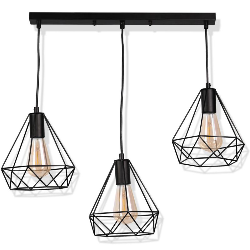 Lampa wisząca Polux Vigo czarna wym: 120 x 60 x 20 cm 3xE27 x 1 szt.