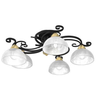 Lampa sufitowa wisząca Luminex Aurora czarny mat-mosiądz antyczny - patyna-biała wym: 34 x 78 x 78 cm 5xE27 x 15W 1 szt.