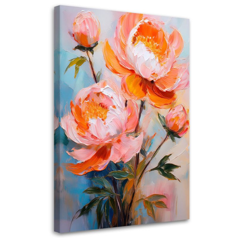 Obraz na płótnie Feeby Pomarańczowe Piwonie Kwiaty Natura 80x120cm 1szt