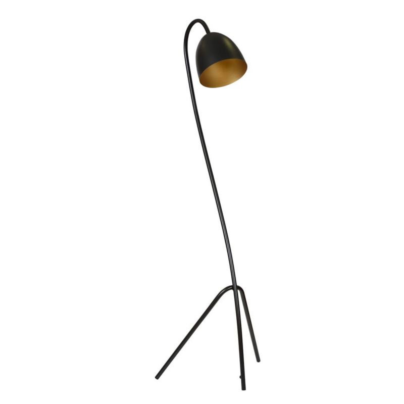 Lampa podłogowa stojąca Emibig Haris czarno-złota 1 x E27 x 15W wym: 140 x 36 x 36 cm - 1 szt.