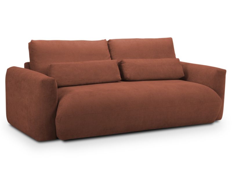 Sofa 3-osobowa Makamii Miki z tkaniny szenilowej 240x110 cm terakota 1 szt.