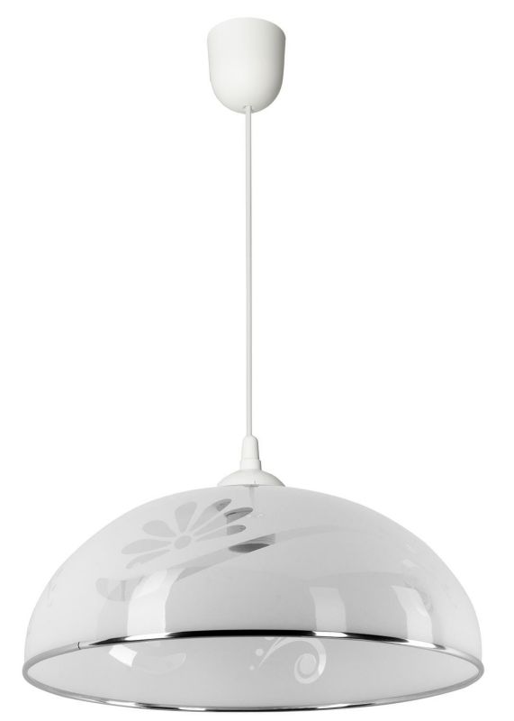 Lampa wisząca Lampex Simi biała z wzorem wym: 70 x 38 cm 1xE27 x 1 szt.