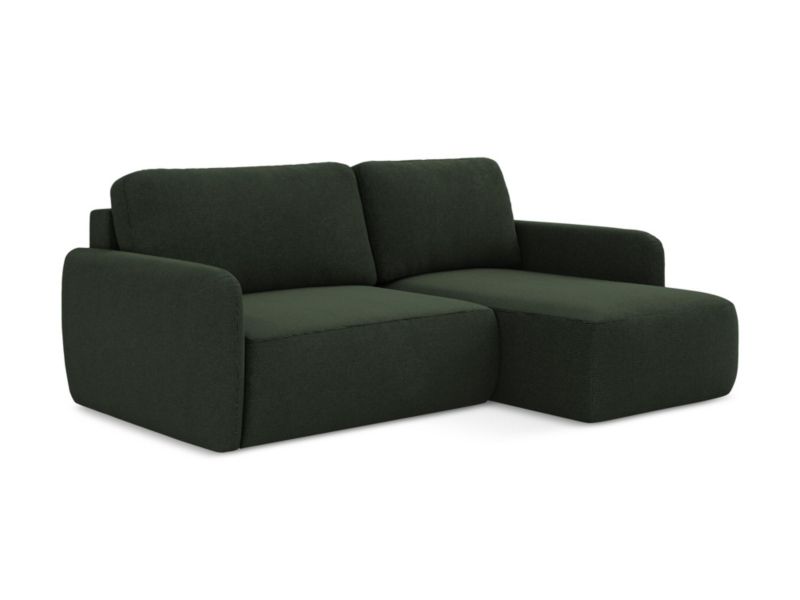 Narożnik prawostronny z funkcją spania Makamii Lilo z tkaniny strukturalnej 207x148 cm butelkowa zieleń 1 szt.