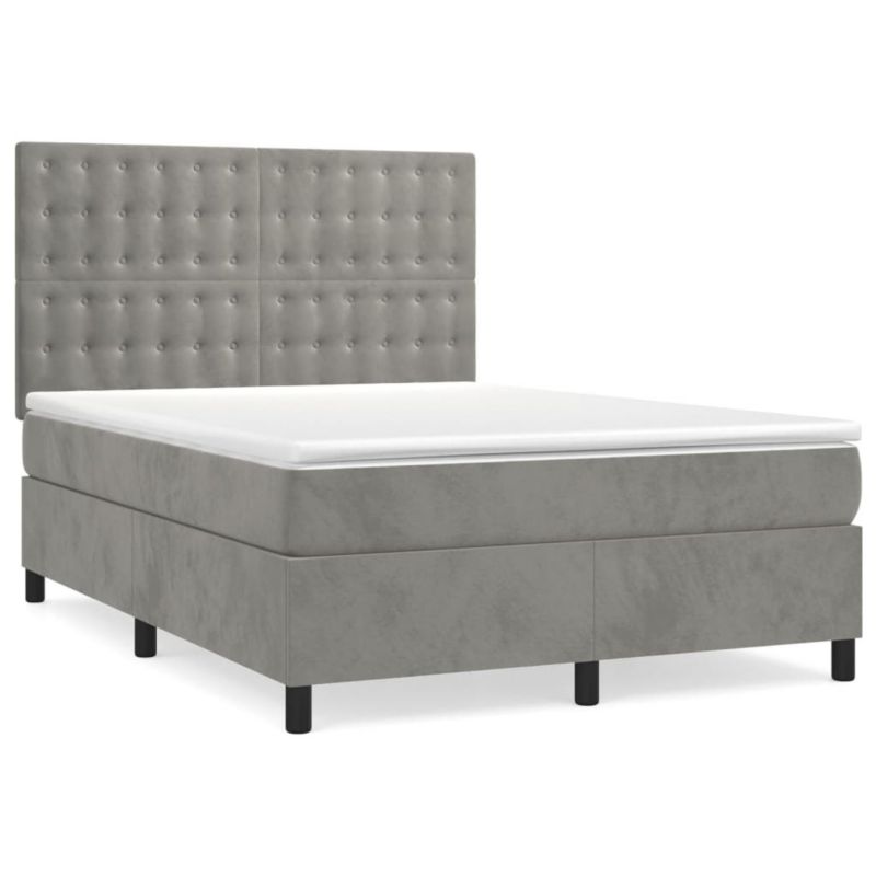 Łóżko kontynentalne WaszeMeble 140x190 cm jasnoszare WM-3143265 1 szt.