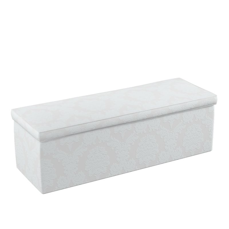 Skrzynia tapicerowana Dekoria 120 x 40 x 40 cm liście akantu na jasno-popielatym tle 1 szt.
