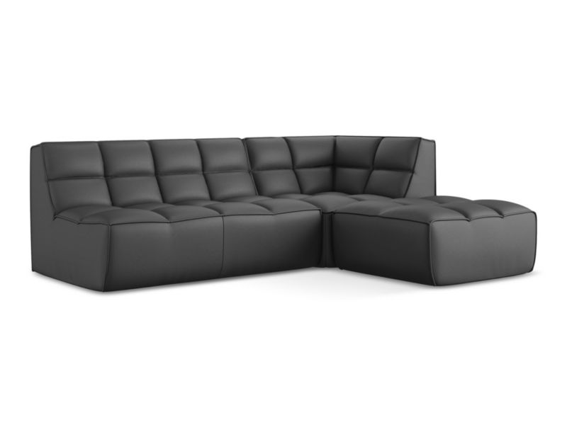 Modułowy narożnik uniwersalny Makamii Kalai ze skóry syntetycznej 258x178 cm szary 1 szt.