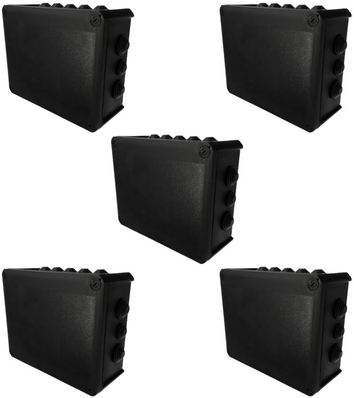 Puszka hermetyczna natynkowa EDO z dławikami dekiel przykręcany 240x190x95mm czarny IP66 5szt.