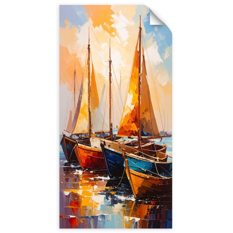 Naklejka samoprzylepna Feeby Statki Łodzie w porcie morskim 40x80cm 1szt