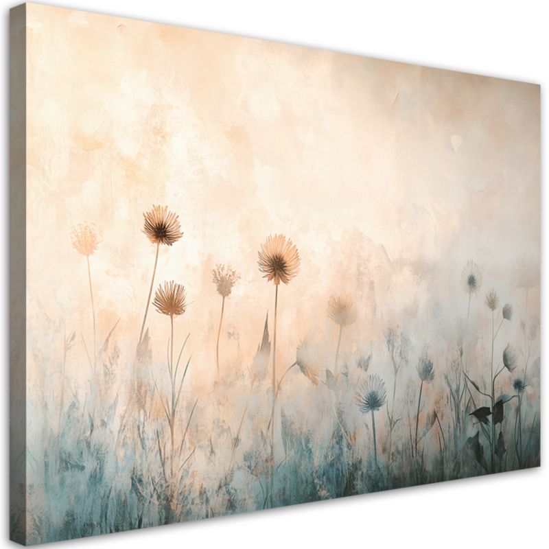 Obraz do salonu sypialni Feeby Boho Dmuchawce Mgła Beżowy 90x60 cm 1szt