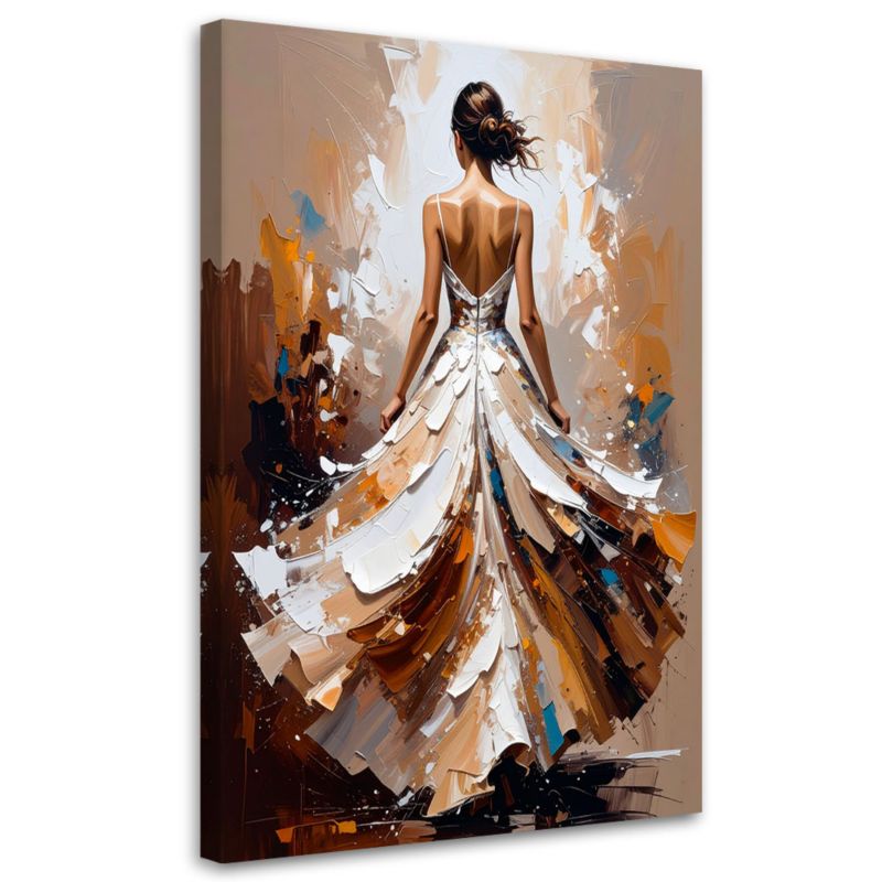 Obraz do salonu sypialni Feeby Kobieta w białej sukni efekt farby 40x60cm 1szt
