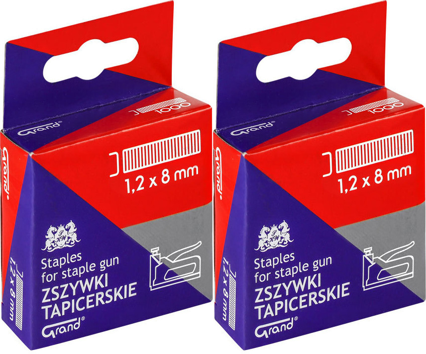 2x Zszywki Grand, do zszywacza tapicerskiego/takera, 1,2x8mm, 1000 sztuk, srebrny