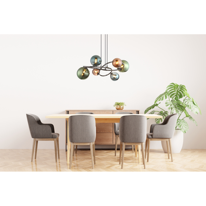 Globo Lighting Riha lampa wisząca 6x3,5 W zielona-przydymiona-szary/popielaty-brązowa 56142-6H
