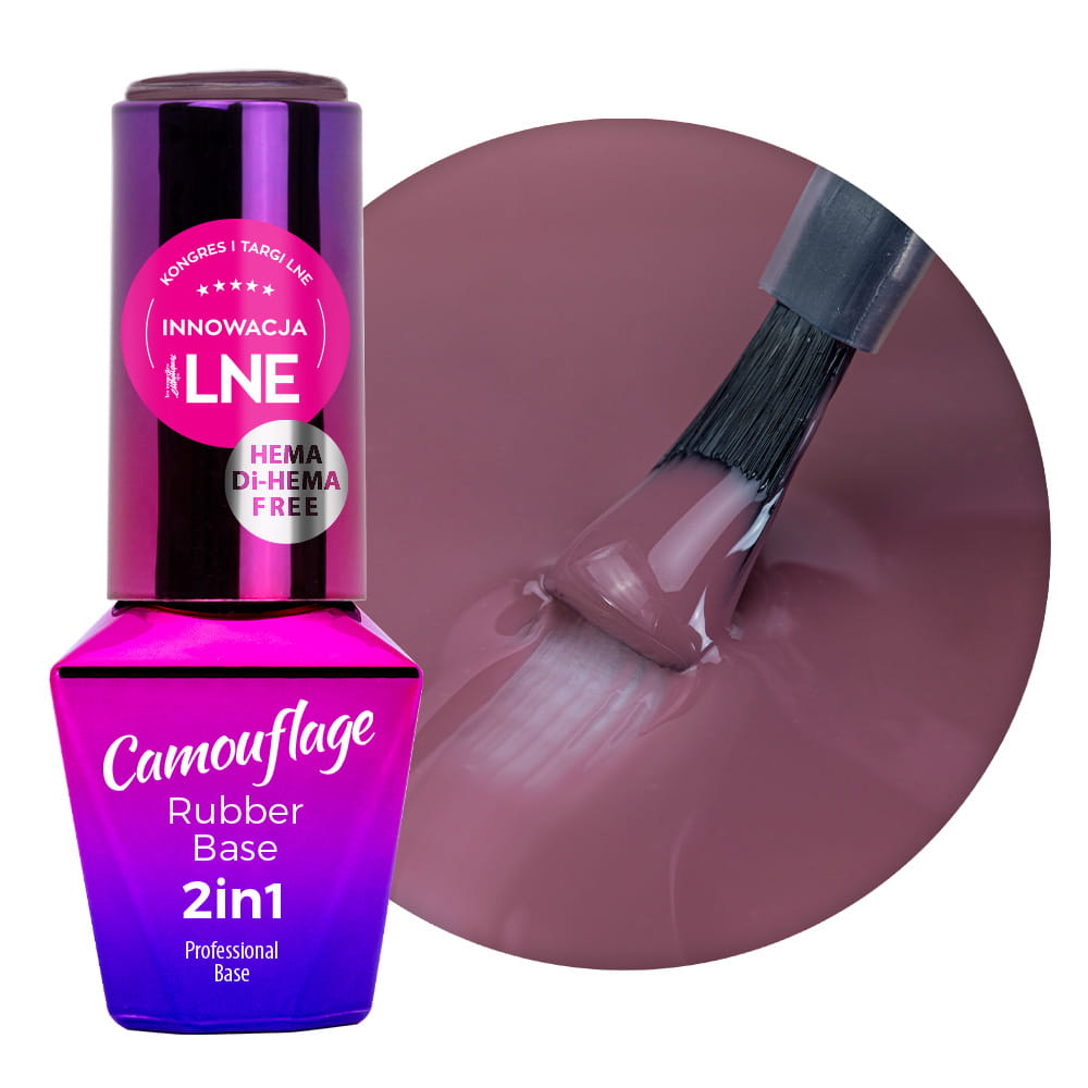 Baza kauczukowa Rubber Base 2w1 Camouflage MollyLac Boom Blush HEMA/Di-HEMA Free 10 g Nr 1