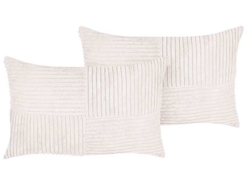 Zestaw 2 poduszek Jednolity Millet Sztruks 47 x 27 cm Złamana biel 1 par.