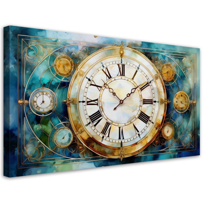 Obraz na płótnie Feeby Zegar Vintage Turkusowy 100x50cm 1szt
