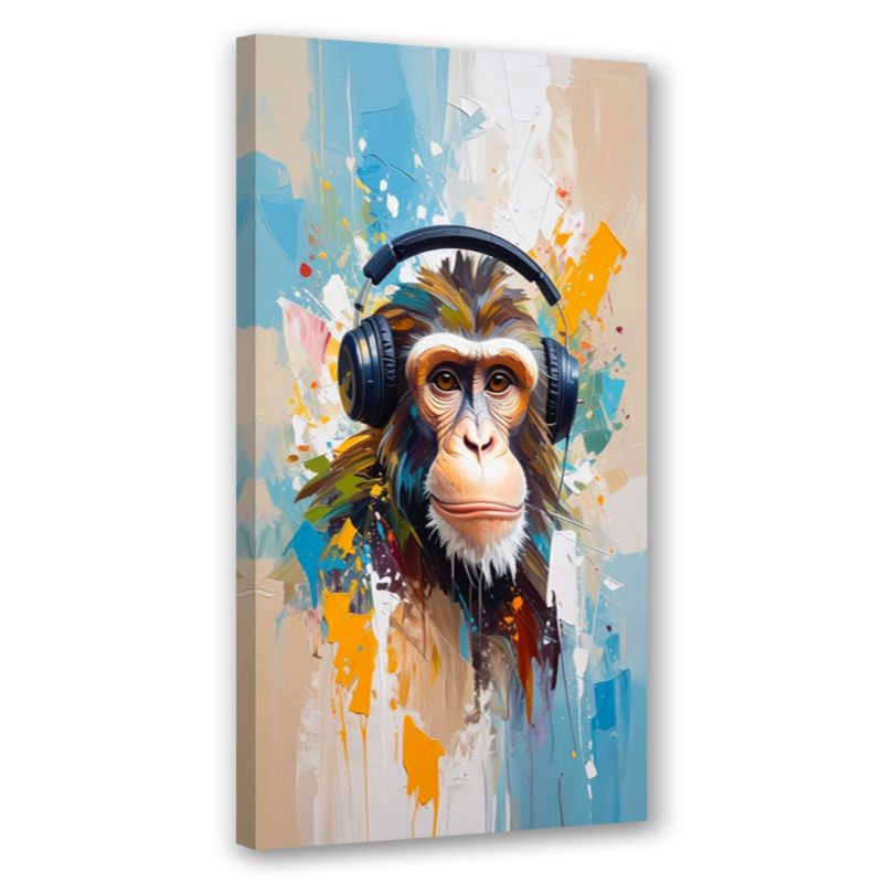 Obraz nowoczesny młodzieżowy Feeby Małpa w słuchawkach Zwierzę Afryka 60x120cm 1szt