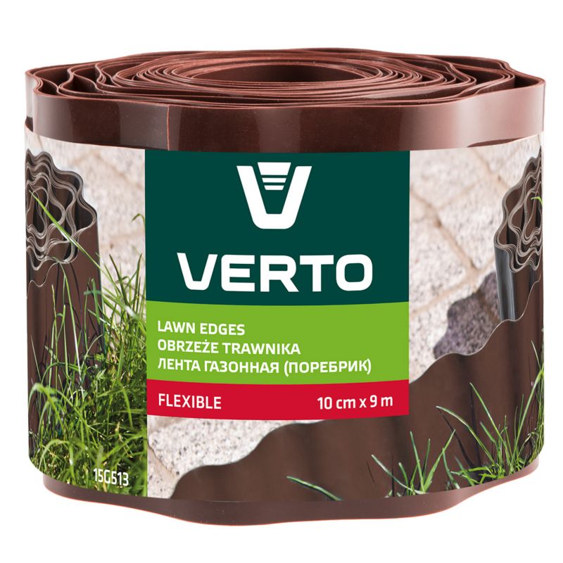 Obrzeże trawnika VERTO 10 cm x 9 m, brązowe 1 szt