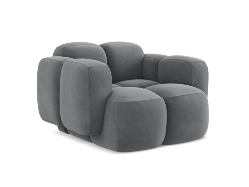 Fotel Makamii Pono z tkaniny welwetowej 120x115 cm stalowy 1 szt.
