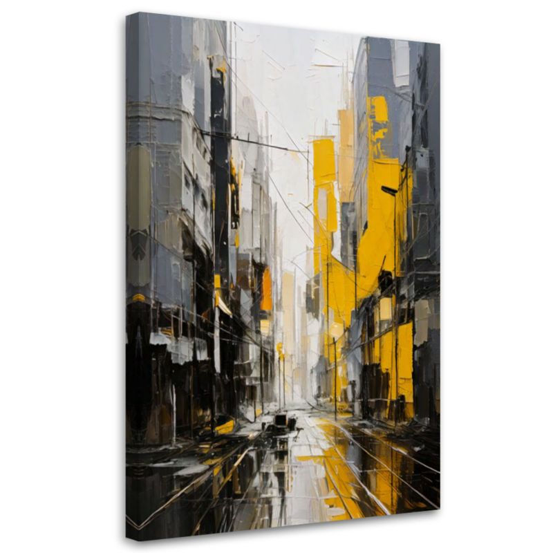 Obraz na płótnie Feeby Miasto Ulica Akwarela Żółty Szary 40x60cm 1szt