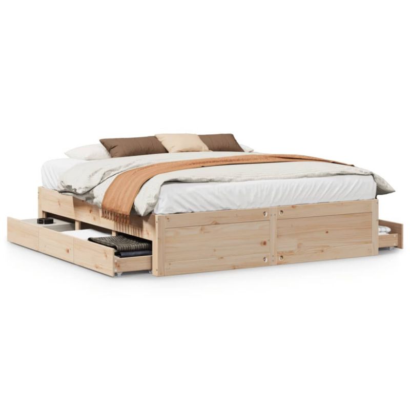 Łóżko drewniane WaszeMeble 200x200 cm brązowe WM-3308792 1 szt.