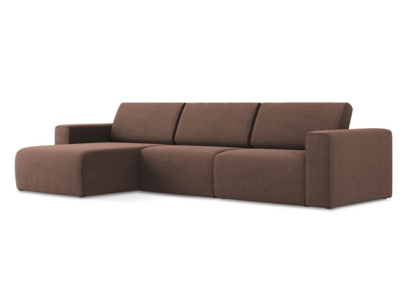 Lewy narożnik modułowy Makamii Kalea z tkaniny strukturalnej 314x167 cm pudrowy róż 1 szt.
