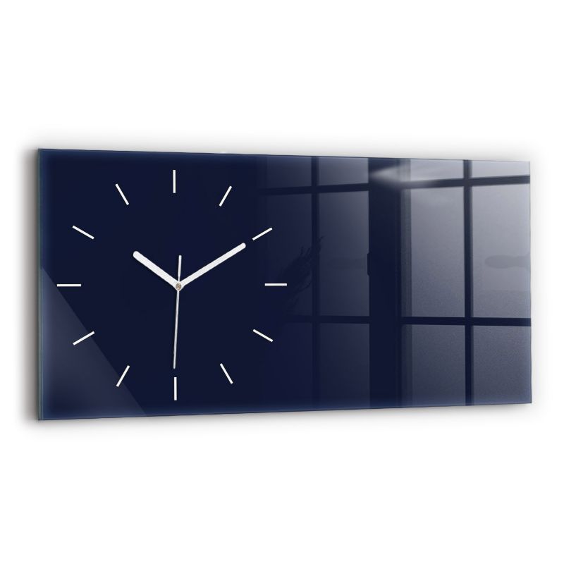 Zegar szklany białe wskazówki Wallfluent 60x30 cm Kolor ciemny granatowy 1 szt.