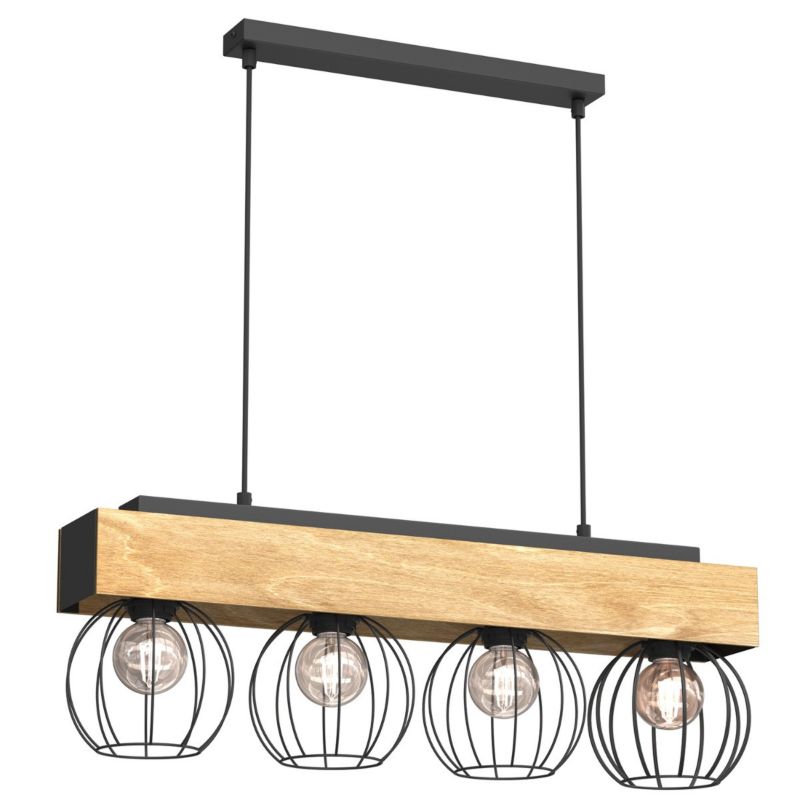 Lampa wisząca Luminex Menton jasne drewno-czarny matowy wym: 125 x 76 x 16 cm 4xE27 x 15W 1 szt.