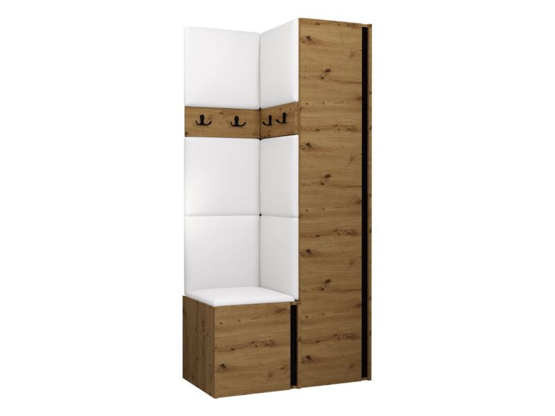 Garderoba MIRJAN 24 Orion XXIV dąb artisan/czarny + biała ekoskóra 1 kpl.