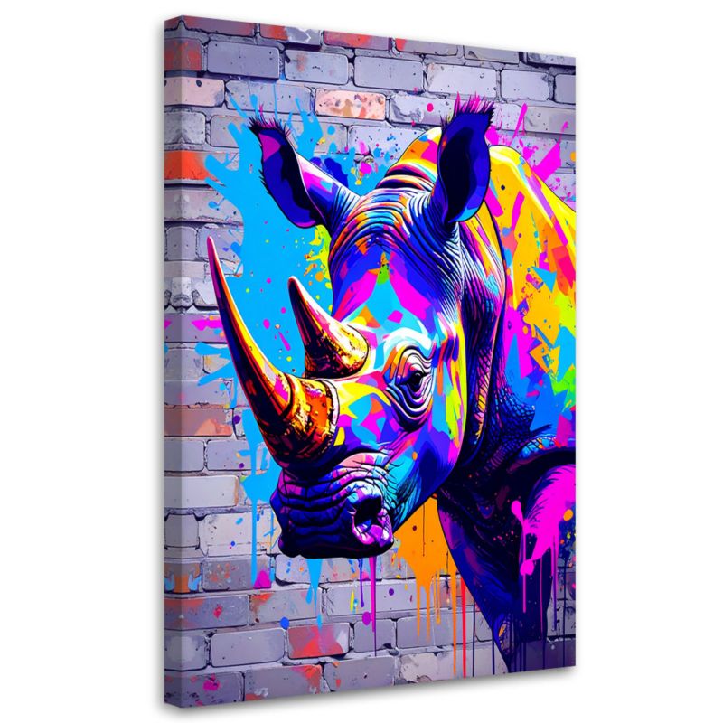 Obraz nowoczesny Feeby Kolorowy Nosorożec Zwierzęta Abstrakcja 80x120cm 1szt