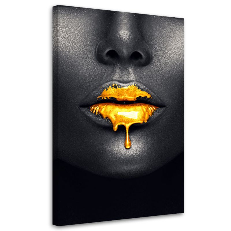 Obraz na płótnie Feeby Złote Usta Kobieta Styl Glamour 60x90cm 1szt