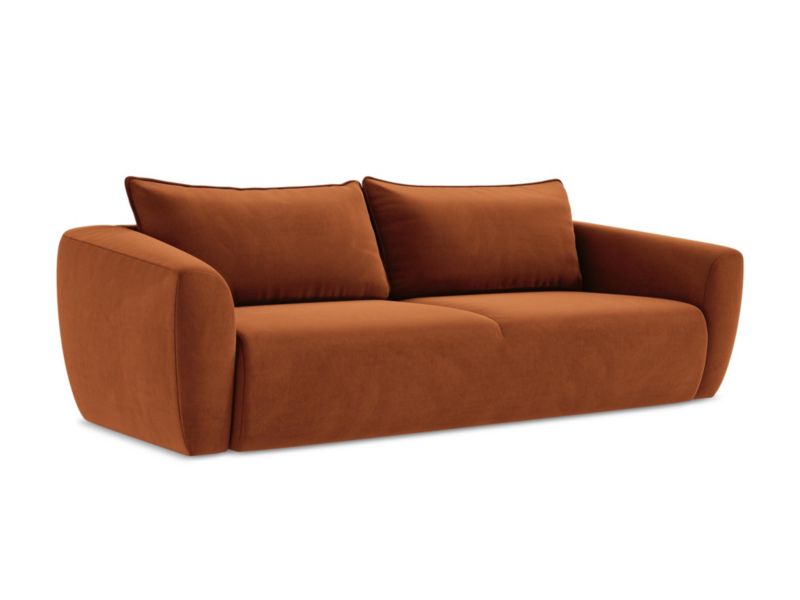 Kanapa 3-osobowa z funkcją spania Makamii Guava z tkaniny welwetowej 238x102 cm terakota 1 szt.