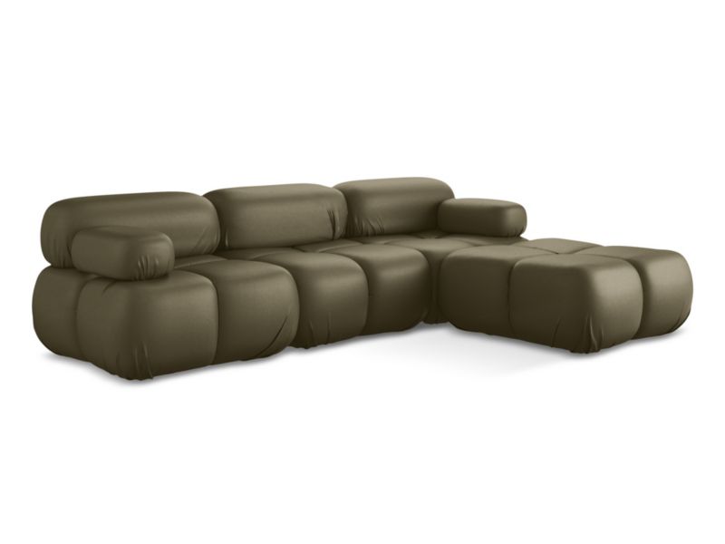 Modułowy narożnik uniwersalny Makamii Lokua ze skóry syntetycznej 285x191 cm oliwkowy 1 szt.